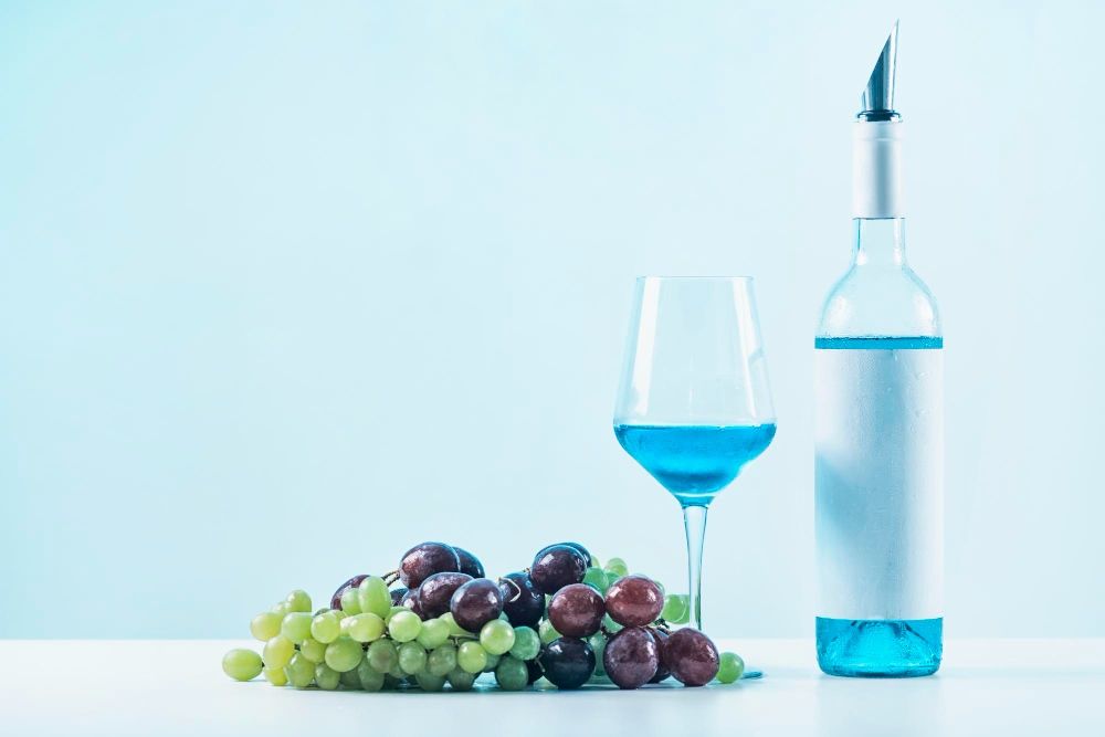 bouteille de vin bleu